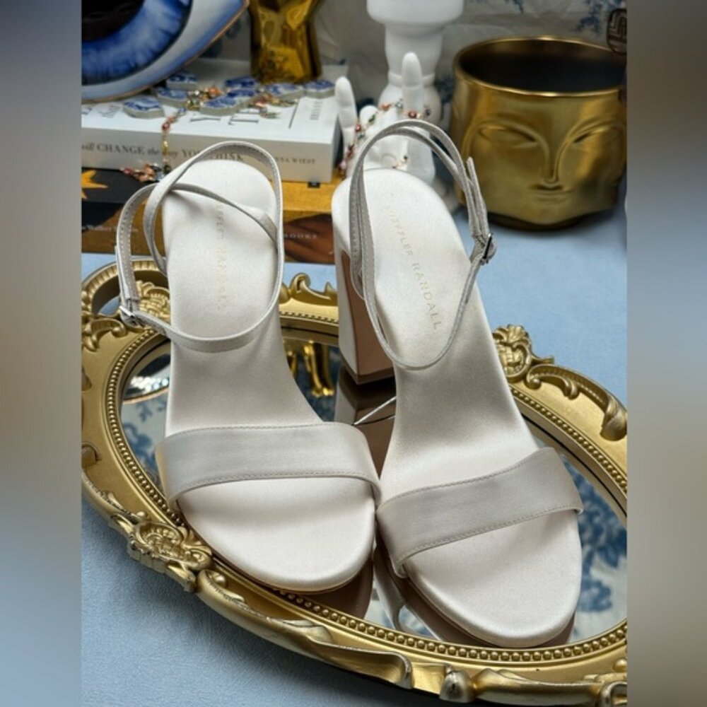 🆕 LOEFFLER RANDALL 🧿 NWOB Malia Curved−Heel Sandal, 90MM/3.5 IN,Cream - Sz 6.5 - Picture 12 of 14